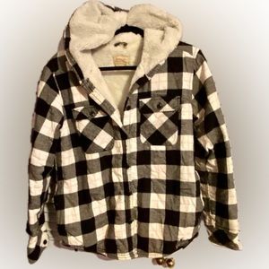 Boston traders flannel furry lined hoodie